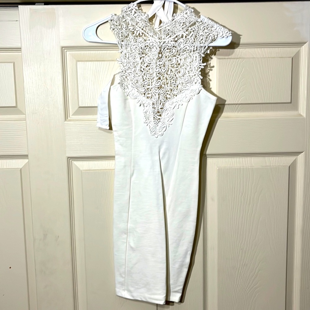 Solemio White Halter Dress.  Size-XS.